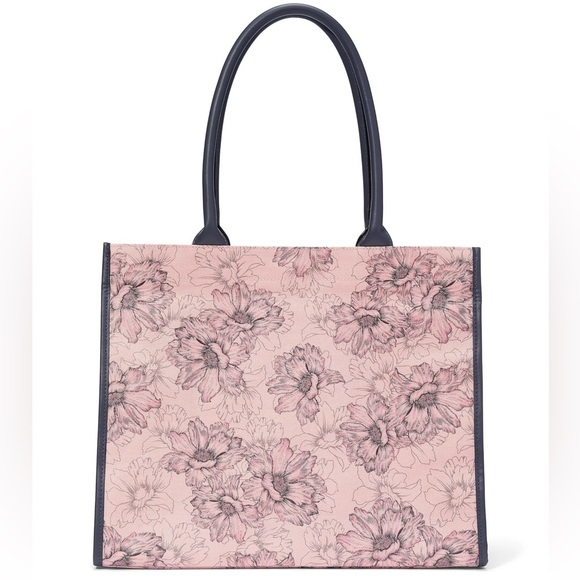 BS Floral Tote Large Black Trim/Handles - Picture 1 of 3